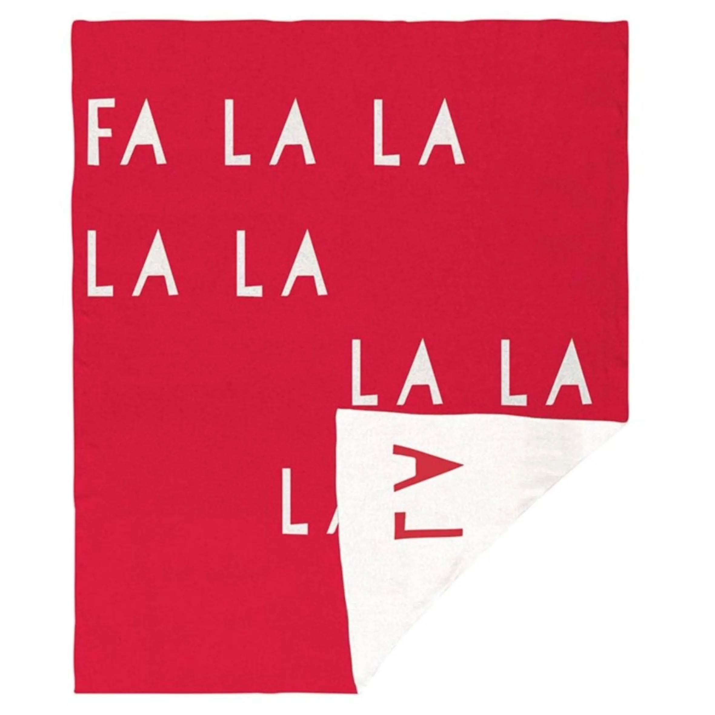 5' Red And White Christmas Fa La La La La Rectangular Natural Throw Blanket With Tassel