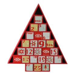 14.5" Red And White Christmas Tree Advent Calendar Decor
