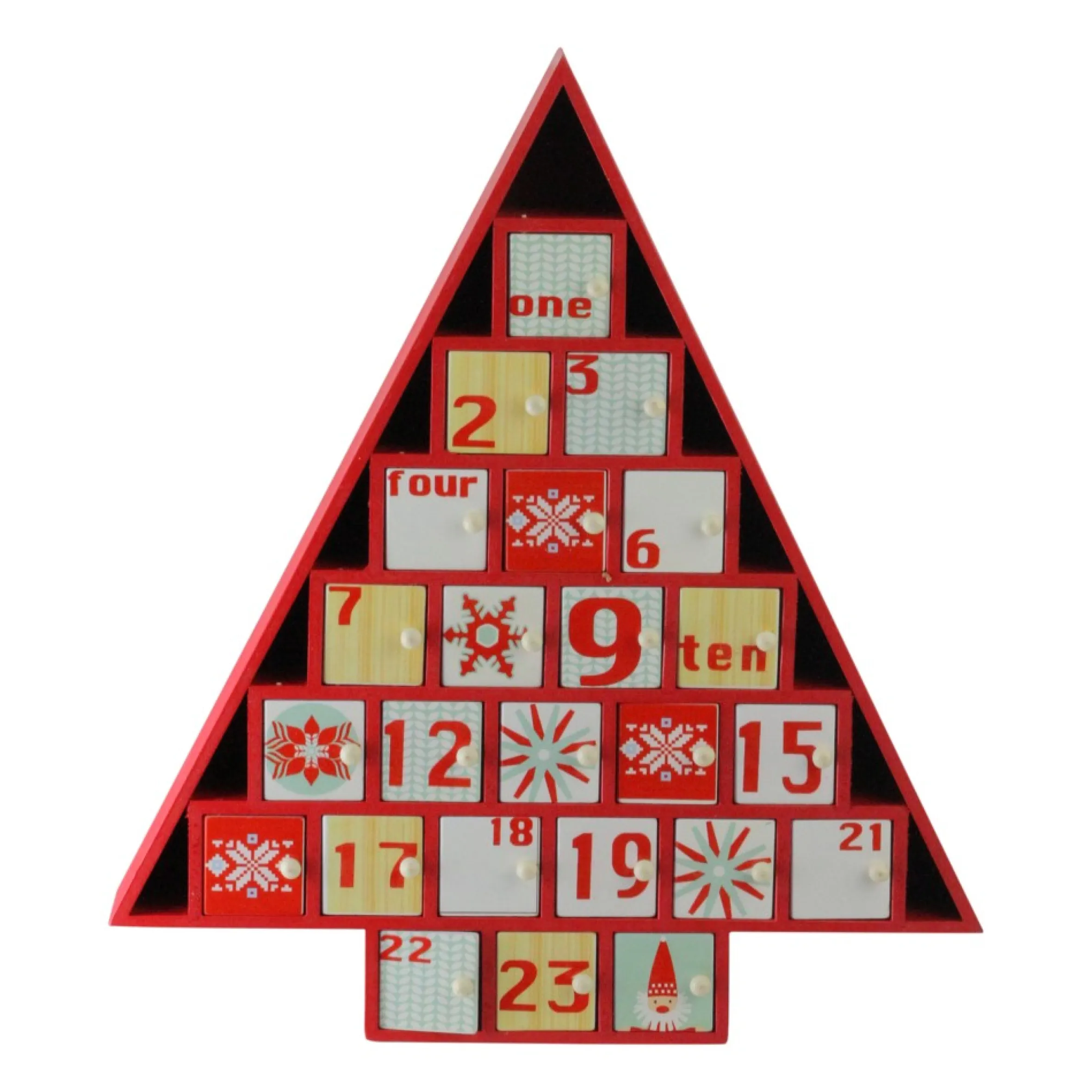 14.5" Red And White Christmas Tree Advent Calendar Decor