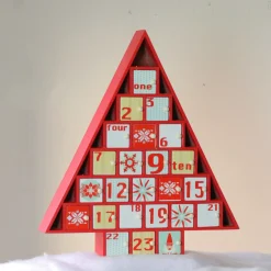 14.5" Red And White Christmas Tree Advent Calendar Decor