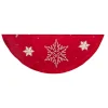 60" Red And White Embossed Snowflake With Plated Border Tree Skirt