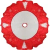 54" Red And White Embroidered Jeweled Tree With Snowflake Christmas Tree Skirt