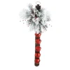 38" Red And White Flocked Christmas Artificial Pine Cone And Berry-Bells Swag - Unlit
