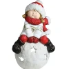19.25" Red And White Girl On A Snowball Christmas Tealight Candle Holder
