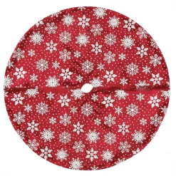 20" Red And White Glitter Snowflake Mini Christmas Tree Skirt