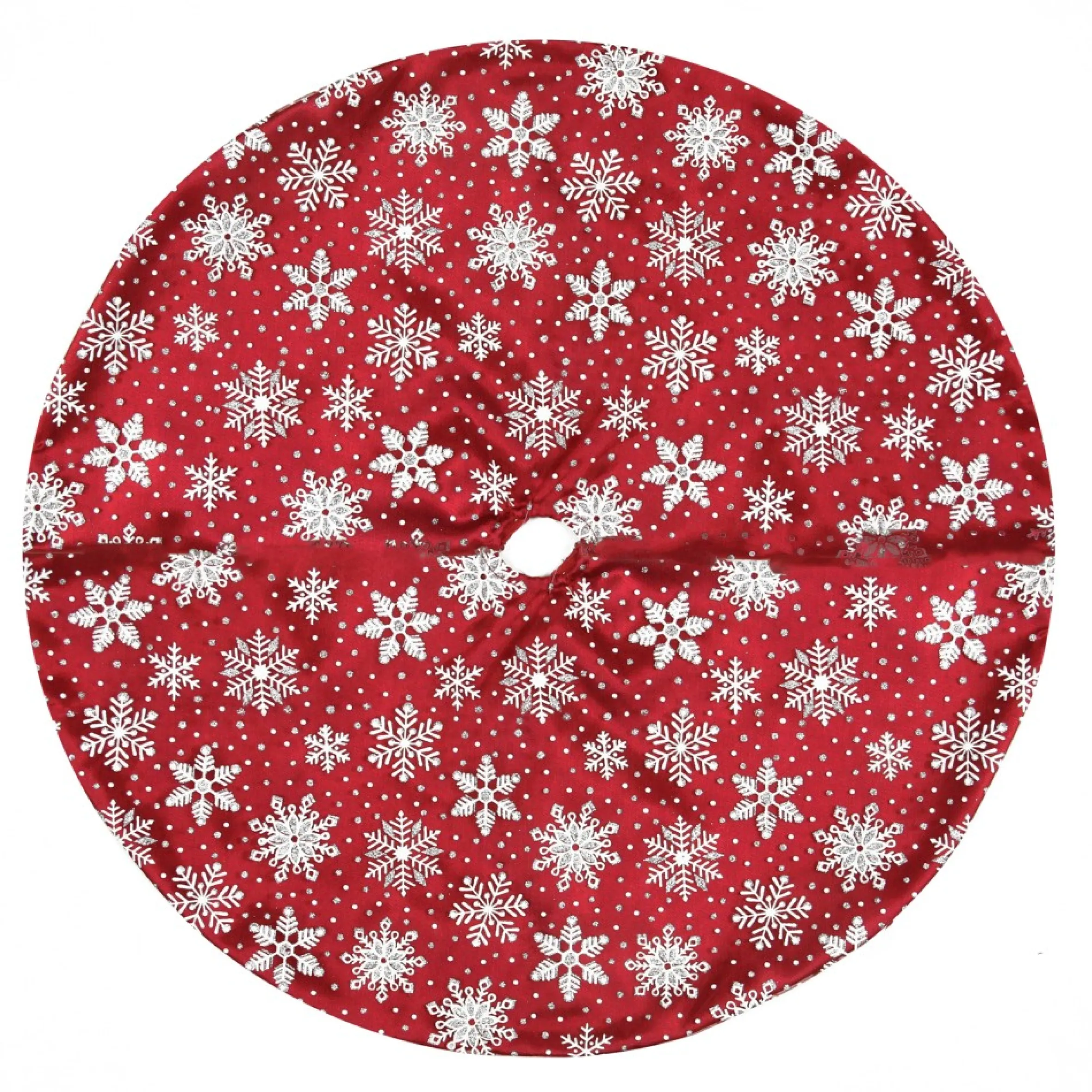 20" Red And White Glitter Snowflake Mini Christmas Tree Skirt
