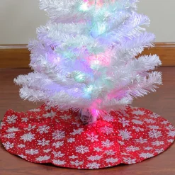 20" Red And White Glitter Snowflake Mini Christmas Tree Skirt