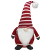 15" Red And White Gnome With Striped Hat And Beard Christmas Decoration