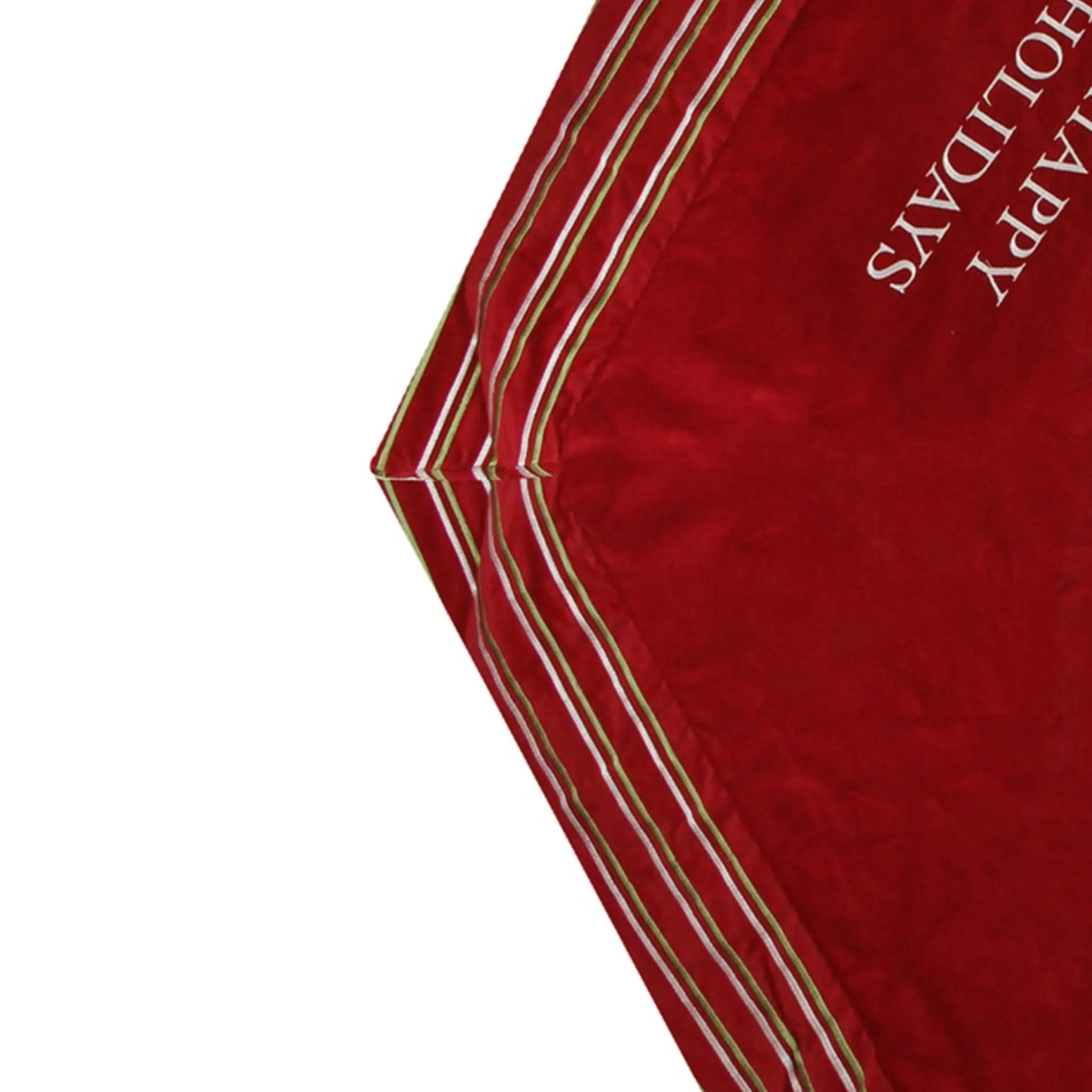 56" Red And White 'Happy Holidays' Christmas Tree Skirt With Striped Trim