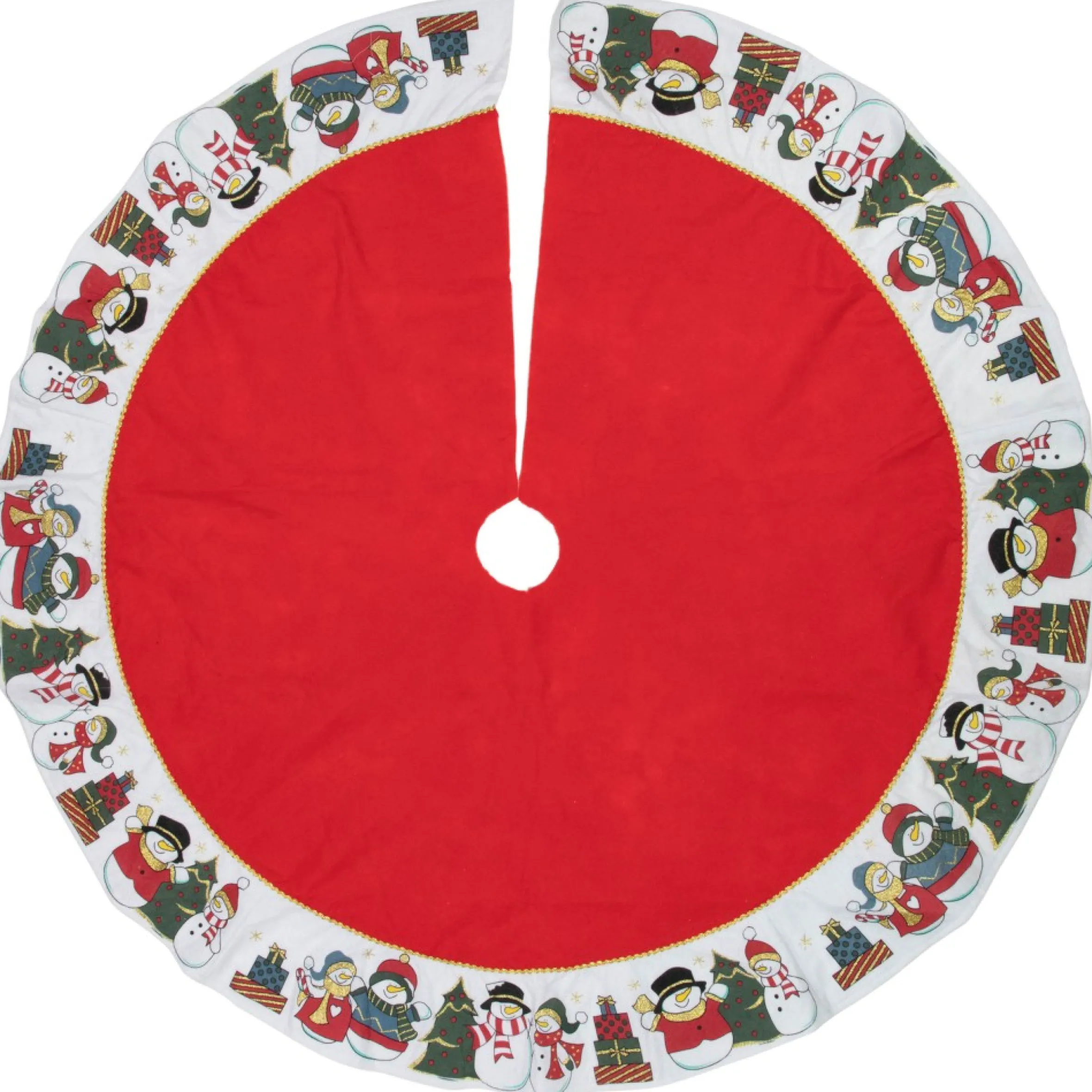48" Red And White Jolly Snowman Christmas Tree Skirt