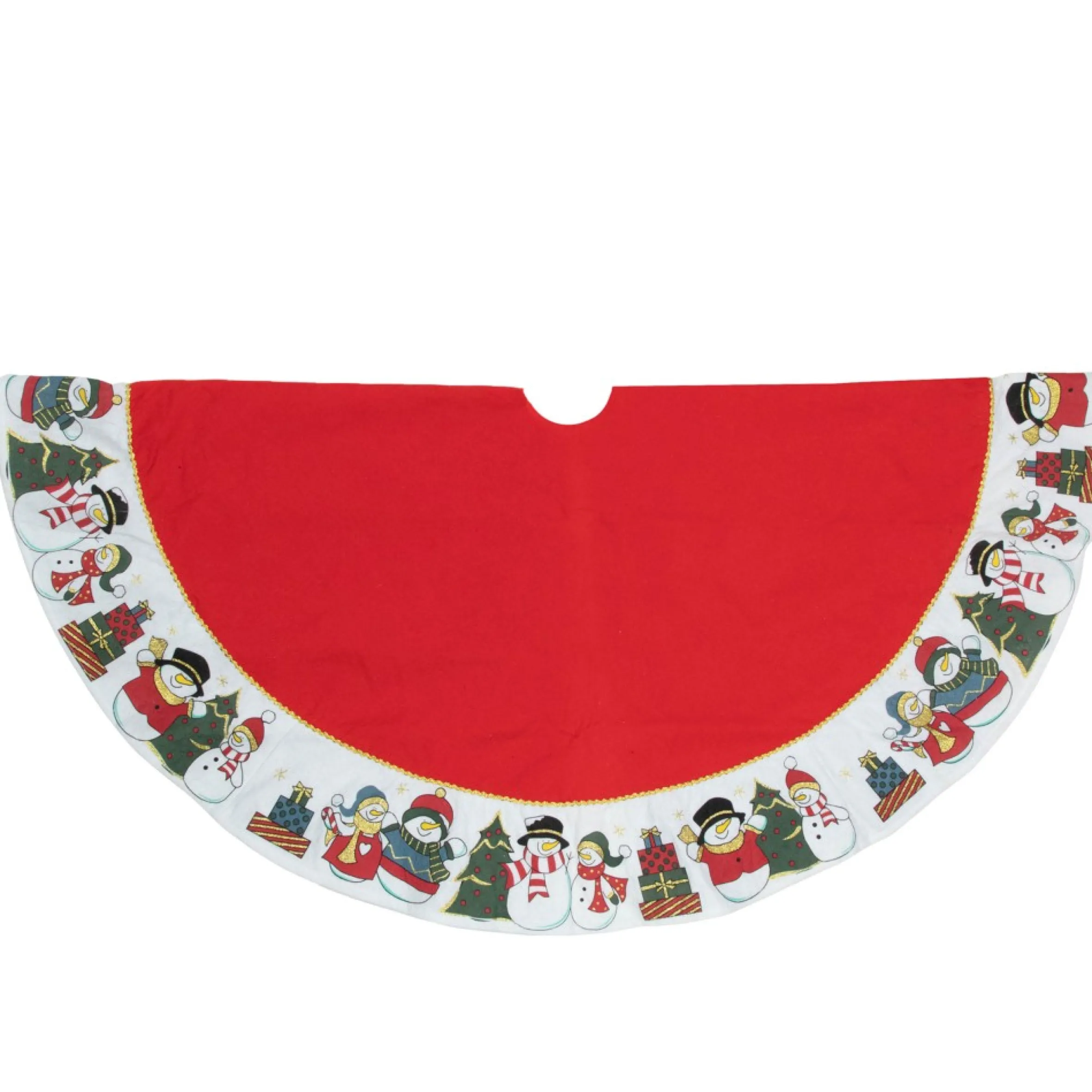 48" Red And White Jolly Snowman Christmas Tree Skirt