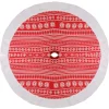 48" Red And White Knitted Snowflake Christmas Tree Skirt With Faux Fur Trim
