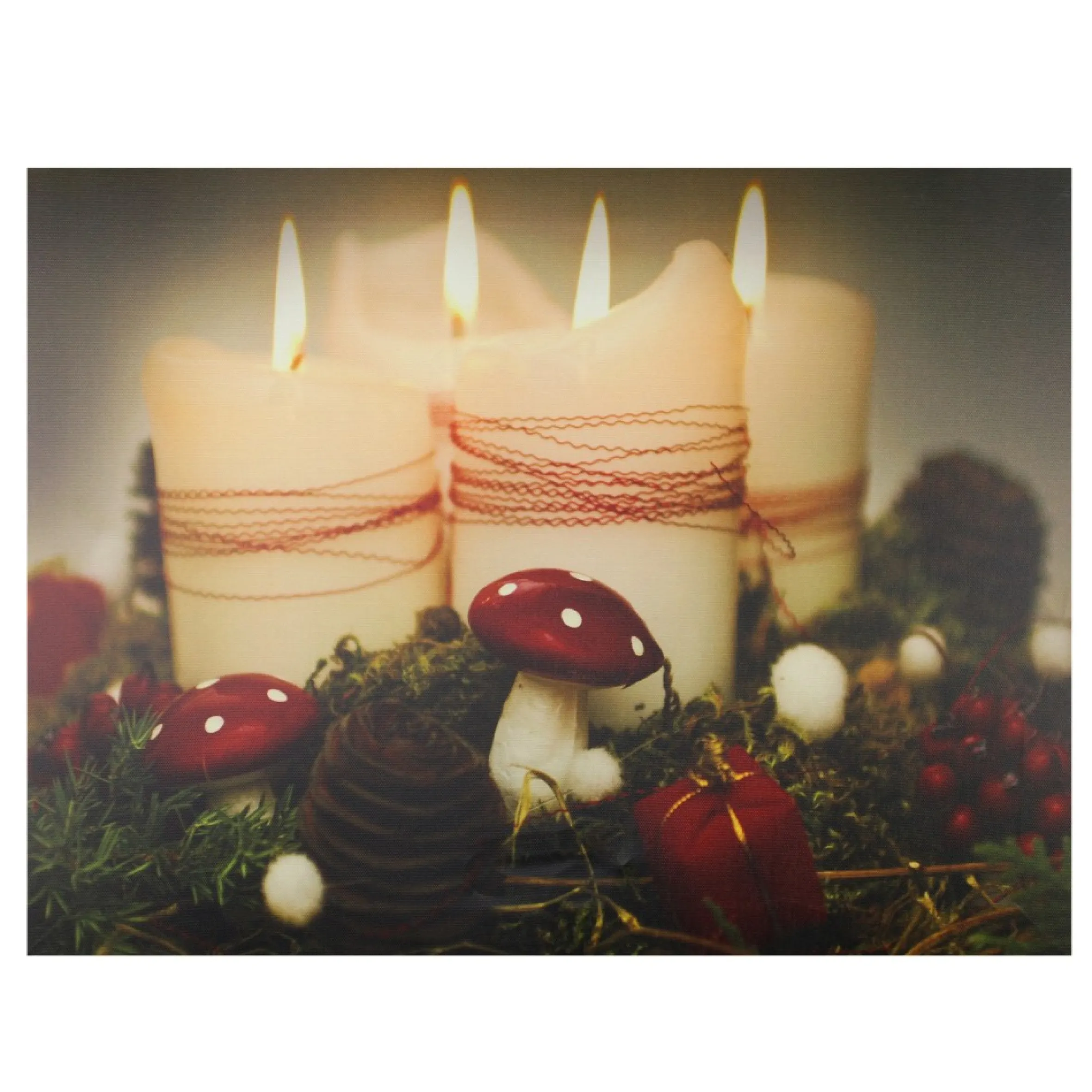 Red And White Led Lighted Flickering Candles Christmas Wall Art 11.75" X 15.75"