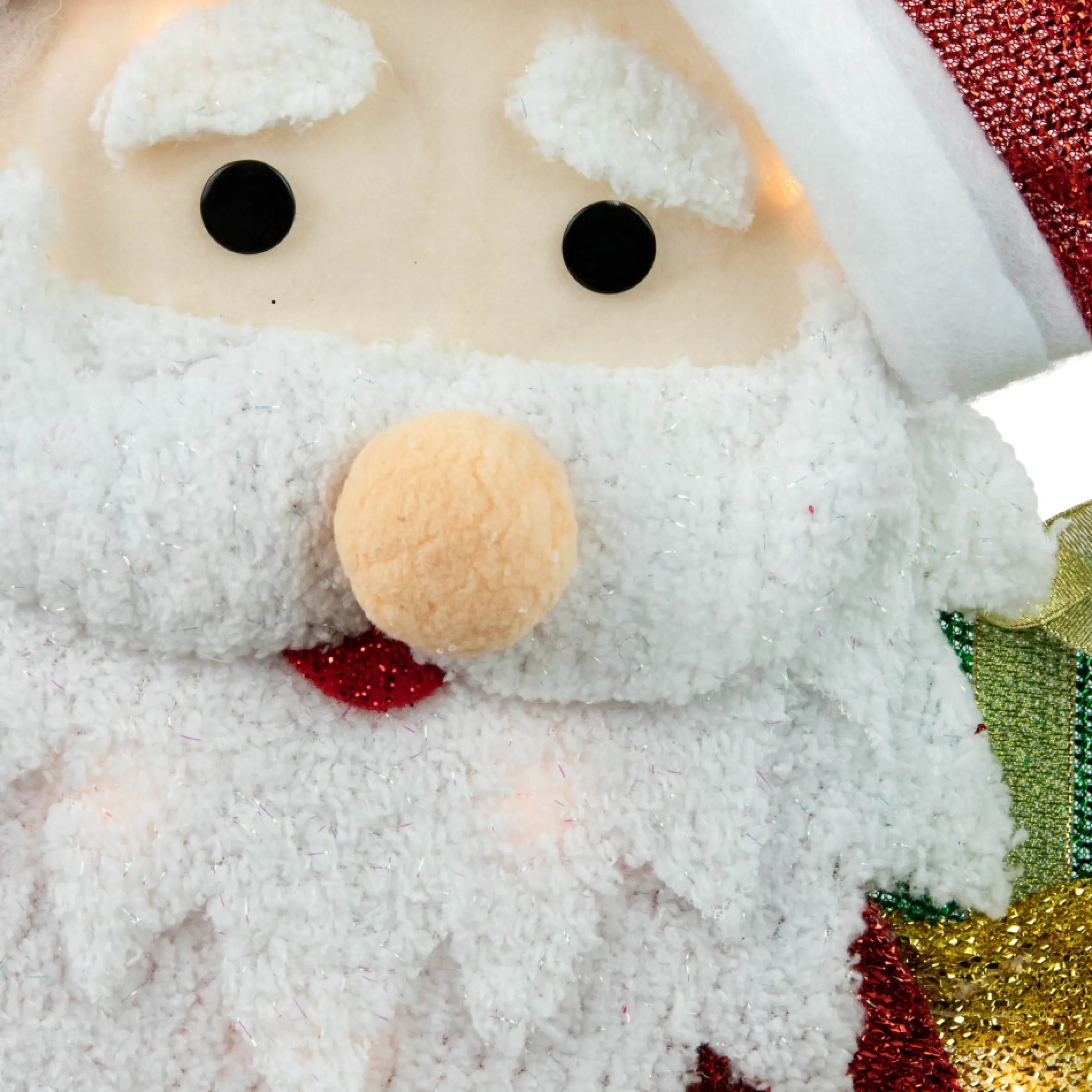 32" Red And White Lighted Waving Santa With Gifts Christmas Outdoor Decoration