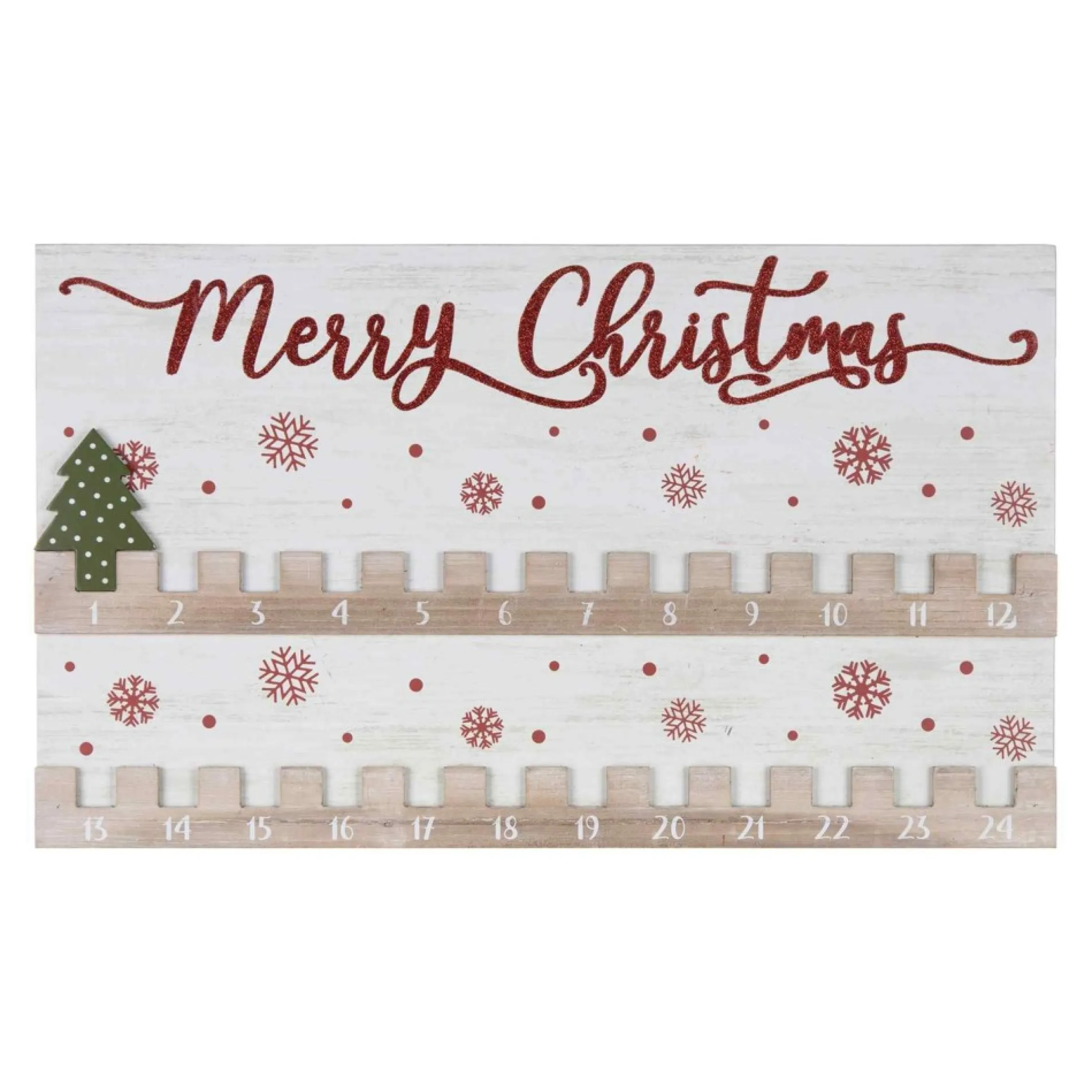 20" Red And White "Merry Christmas" Christmas Countdown Wall Sign