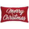 19" Red And White "Merry Christmas" Rectangular Throw Pillow