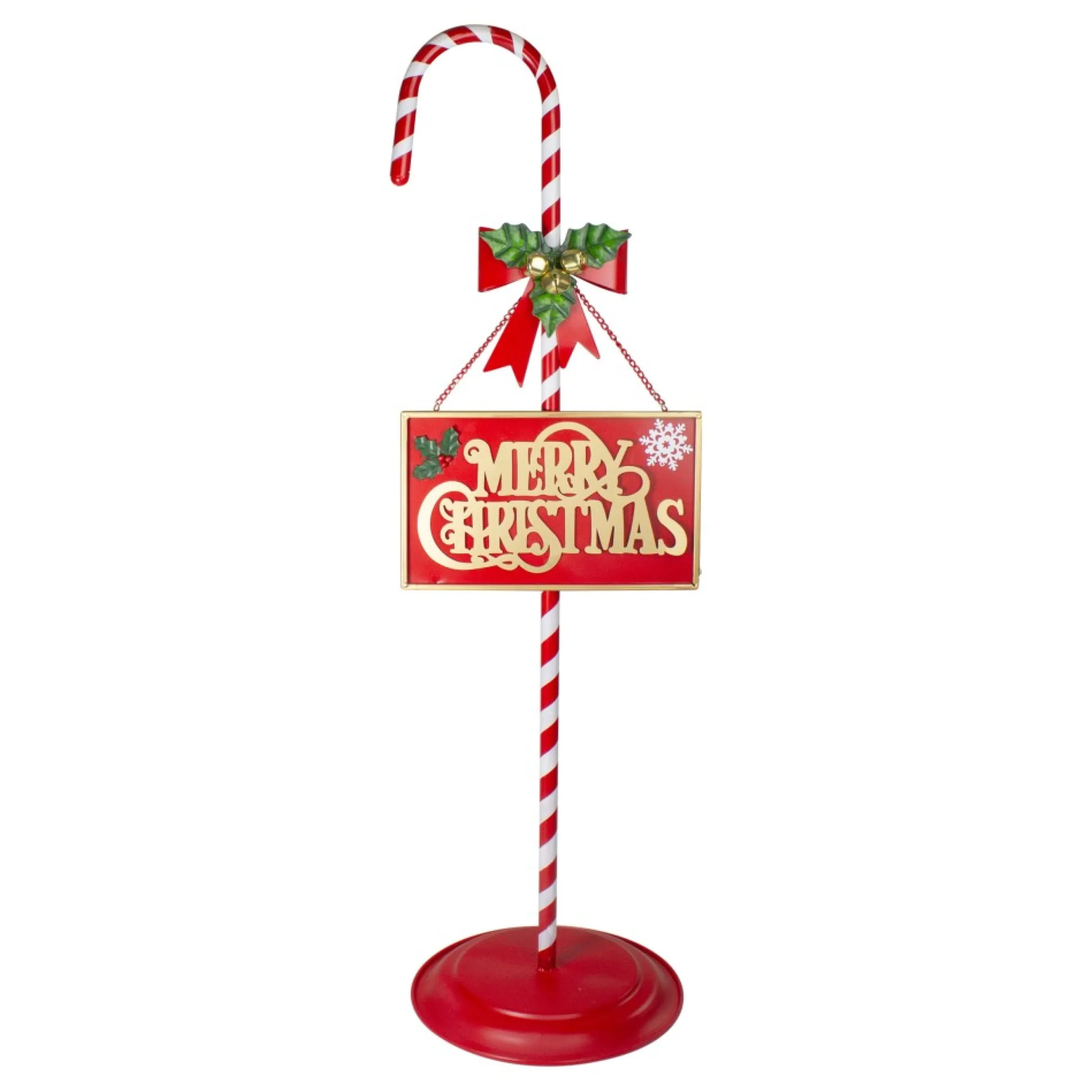 39" Red And White Merry Christmas Outdoor Candy Cane Sign