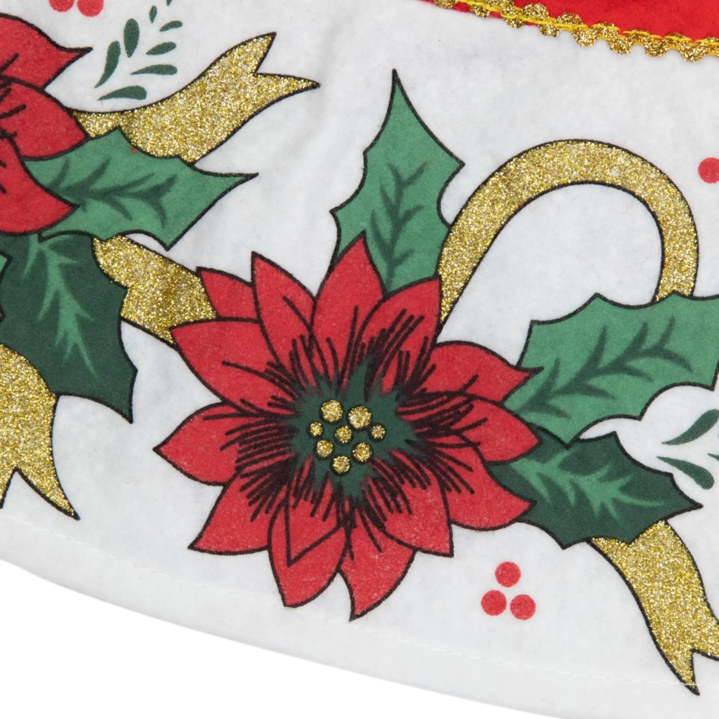 48" Red And White Poinsettia Christmas Tree Skirt