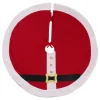 42" Red And White Santa Belt Themed Round Christmas Tree Skirt