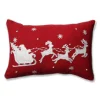 18.5" Red And White Santa Sleigh With Reindeers Christmas Rectangular Throw Pillow