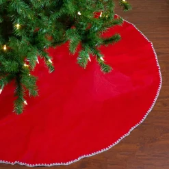 48" Red And White Shell Reversible Christmas Tree Skirt