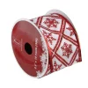 Red And White Snowflake Christmas Wired Craft Ribbon 2.5" X 10 Yards
