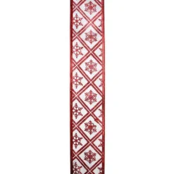 Red And White Snowflake Christmas Wired Craft Ribbon 2.5" X 10 Yards