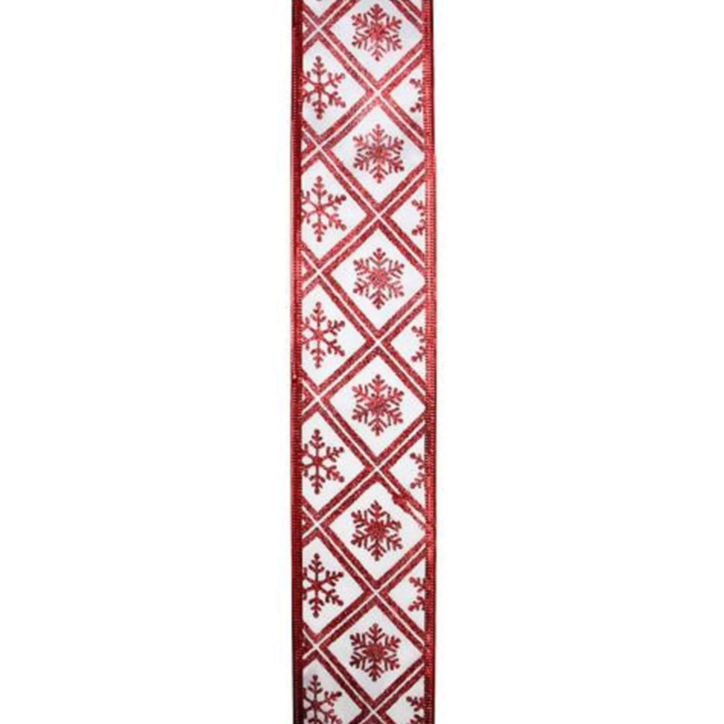 Red And White Snowflake Christmas Wired Craft Ribbon 2.5" X 10 Yards