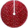 48" Red And White Snowflake Christmas Tree Skirt With A White Border