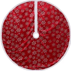 48" Red And White Snowflake Christmas Tree Skirt With A White Border