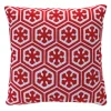 17.25" Red And White Snowflake Cotton Christmas Throw Pillow