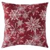 18" Red And White Snowflakes Christmas Square Throw Pillow