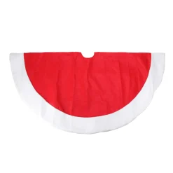 48" Red And White Traditional Christmas Tree Skirt With Border