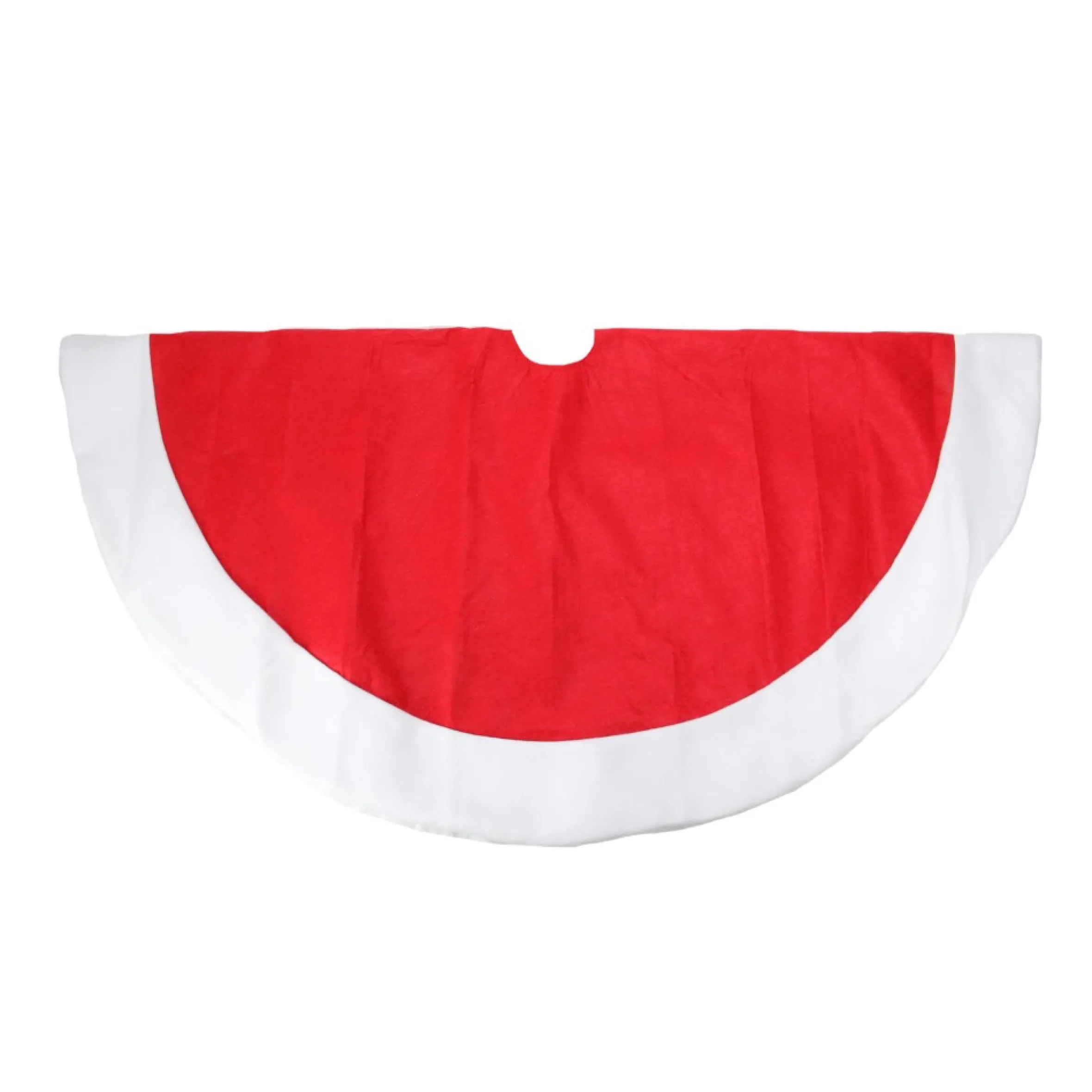 48" Red And White Traditional Christmas Tree Skirt With Border
