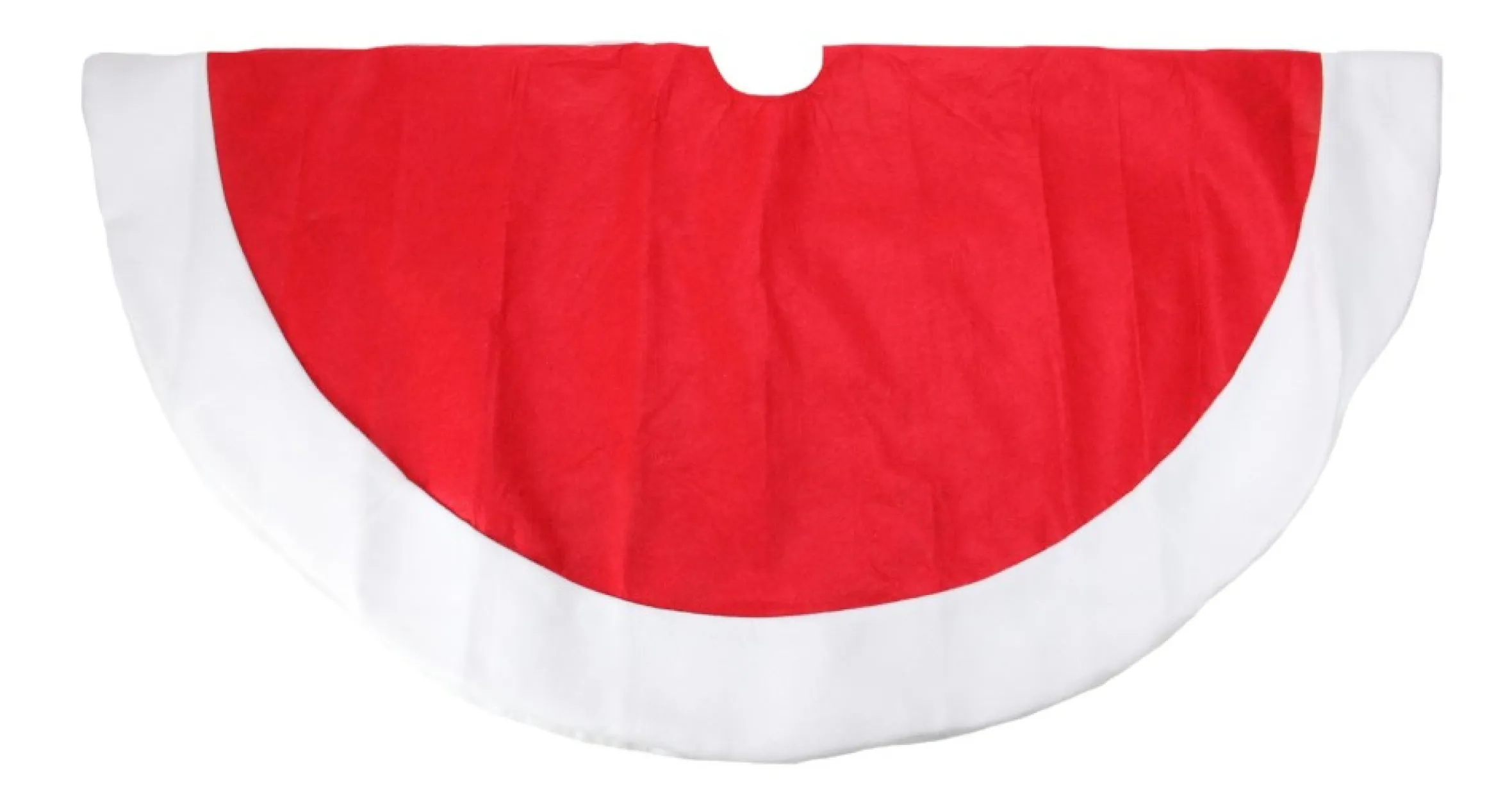 48" Red And White Traditional Christmas Tree Skirt With Border