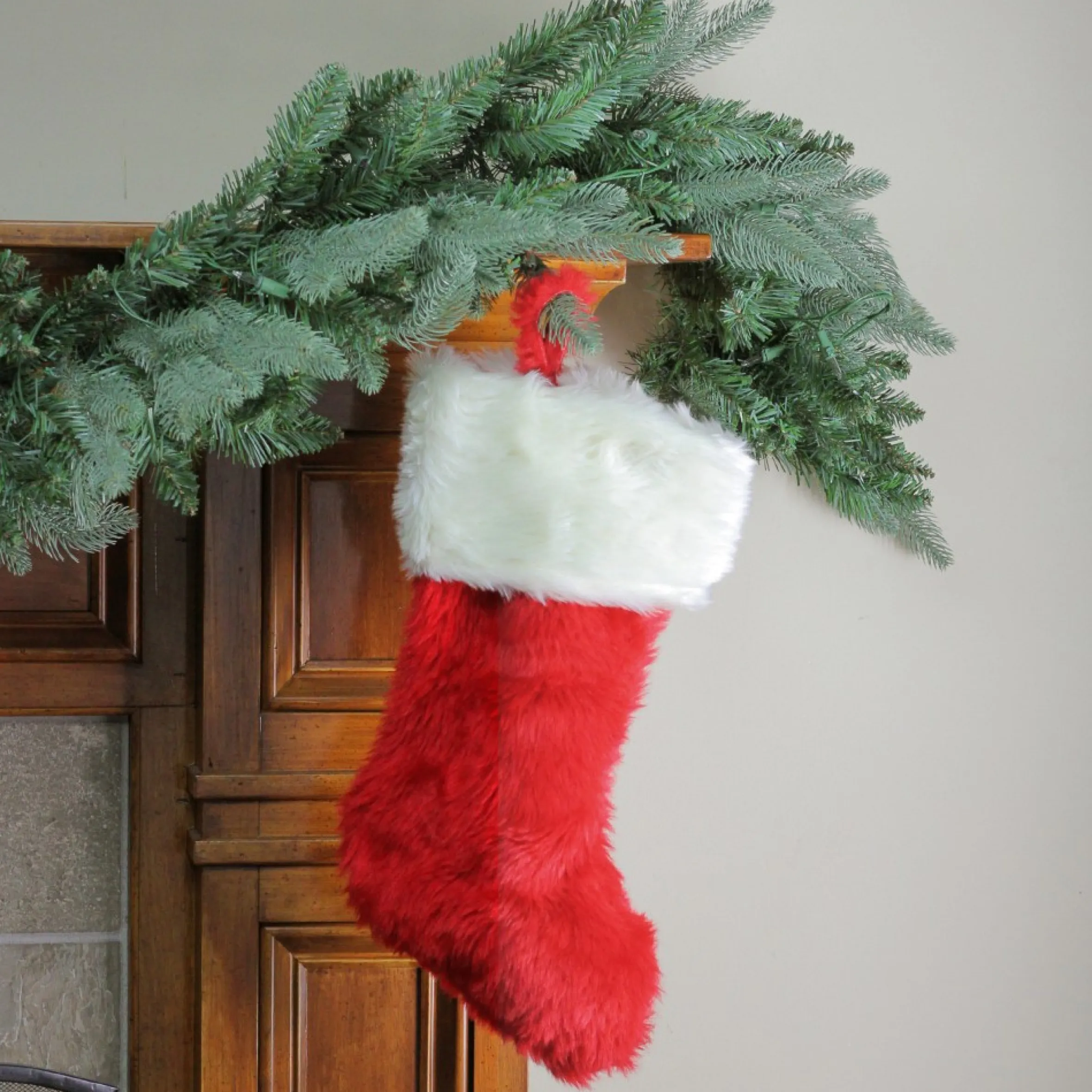 20" Red And White Traditional Cuff Extra Plush Christmas Stocking