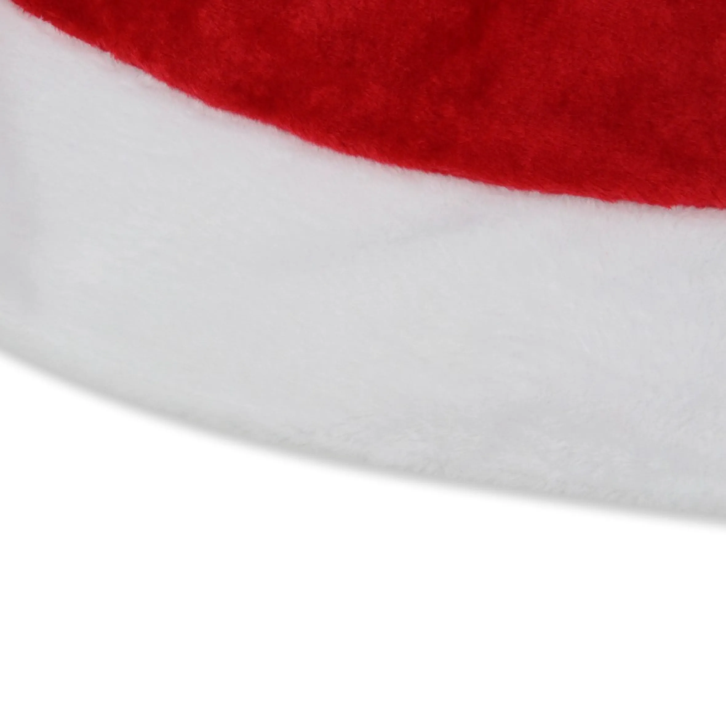 48" Red And White Velveteen Christmas Tree Skirt With White Trim