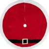 48" Red And White Velveteen Santa Claus Belt Buckle Christmas Tree Skirt