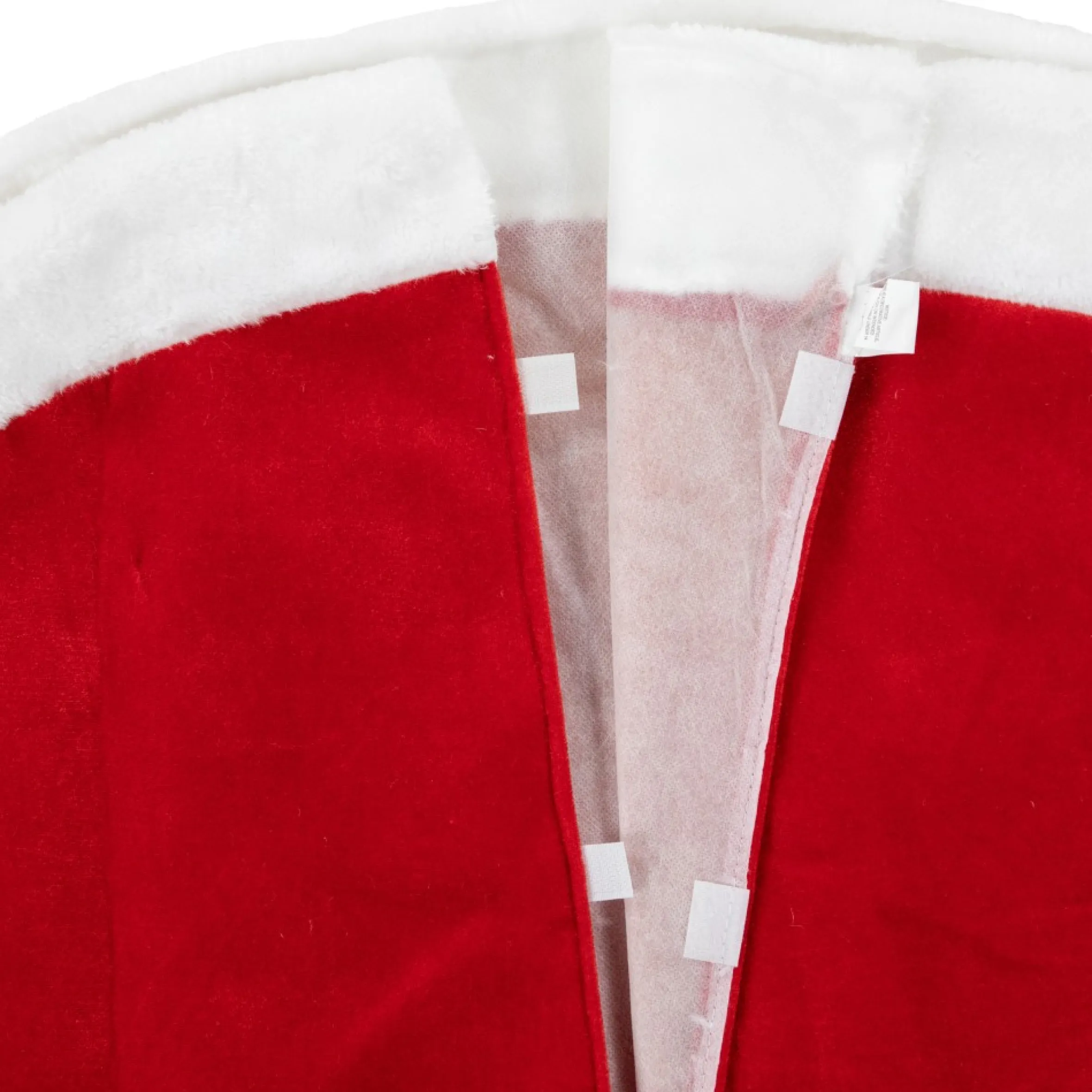 48" Red And White Velveteen Santa Claus Belt Buckle Christmas Tree Skirt