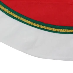 36" Red And White With Border Accents Christmas Tree Skirt