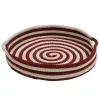 18" Red And White Woven Candy Cane Round Christmas Tray