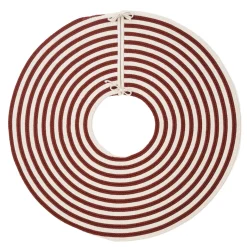 50" Red And White Woven Candy Cane Round Christmas Tree Skirt