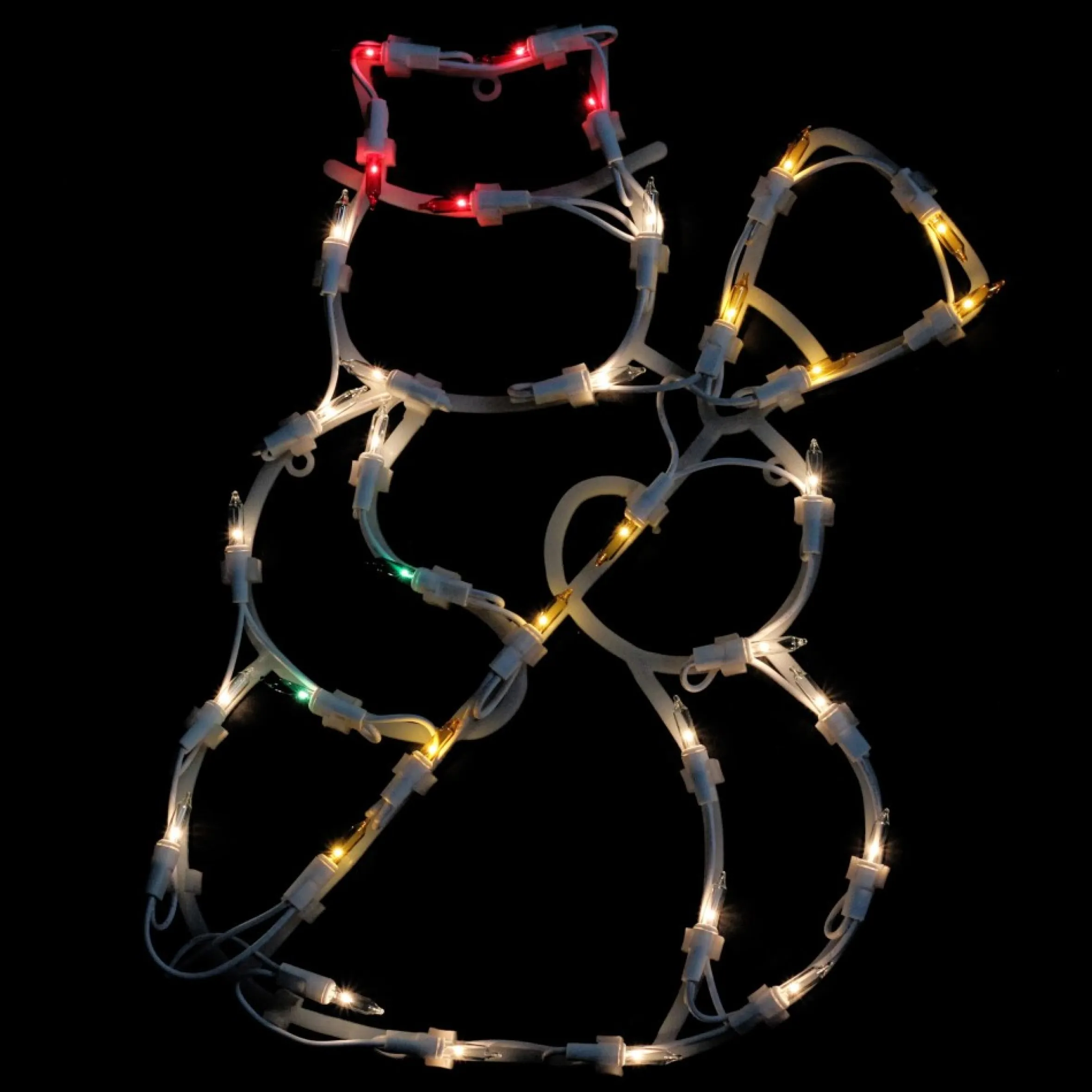 15" Red And Yellow Lighted Snowman Christmas Window Silhouette Decoration