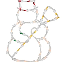 15" Red And Yellow Lighted Snowman Christmas Window Silhouette Decoration