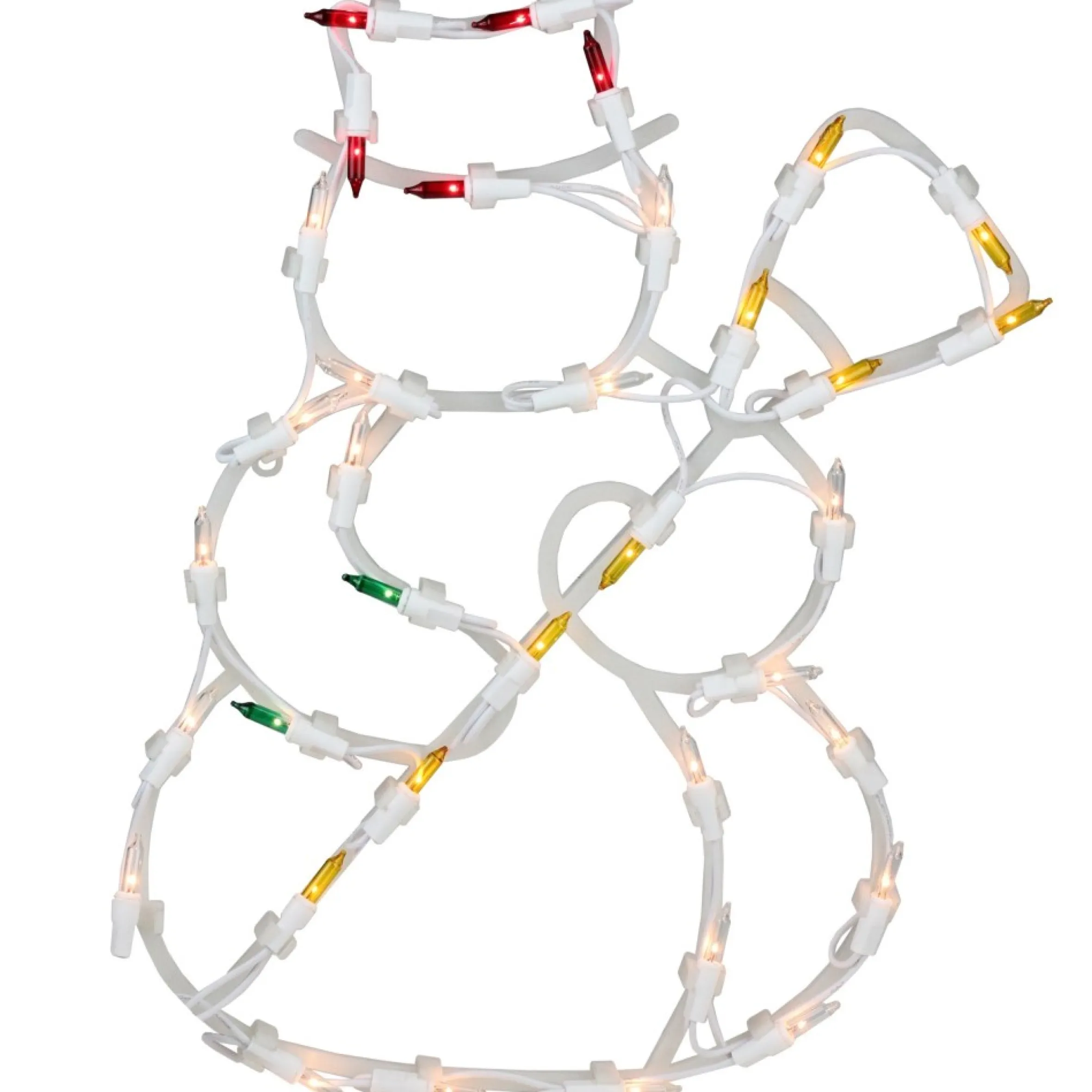 15" Red And Yellow Lighted Snowman Christmas Window Silhouette Decoration