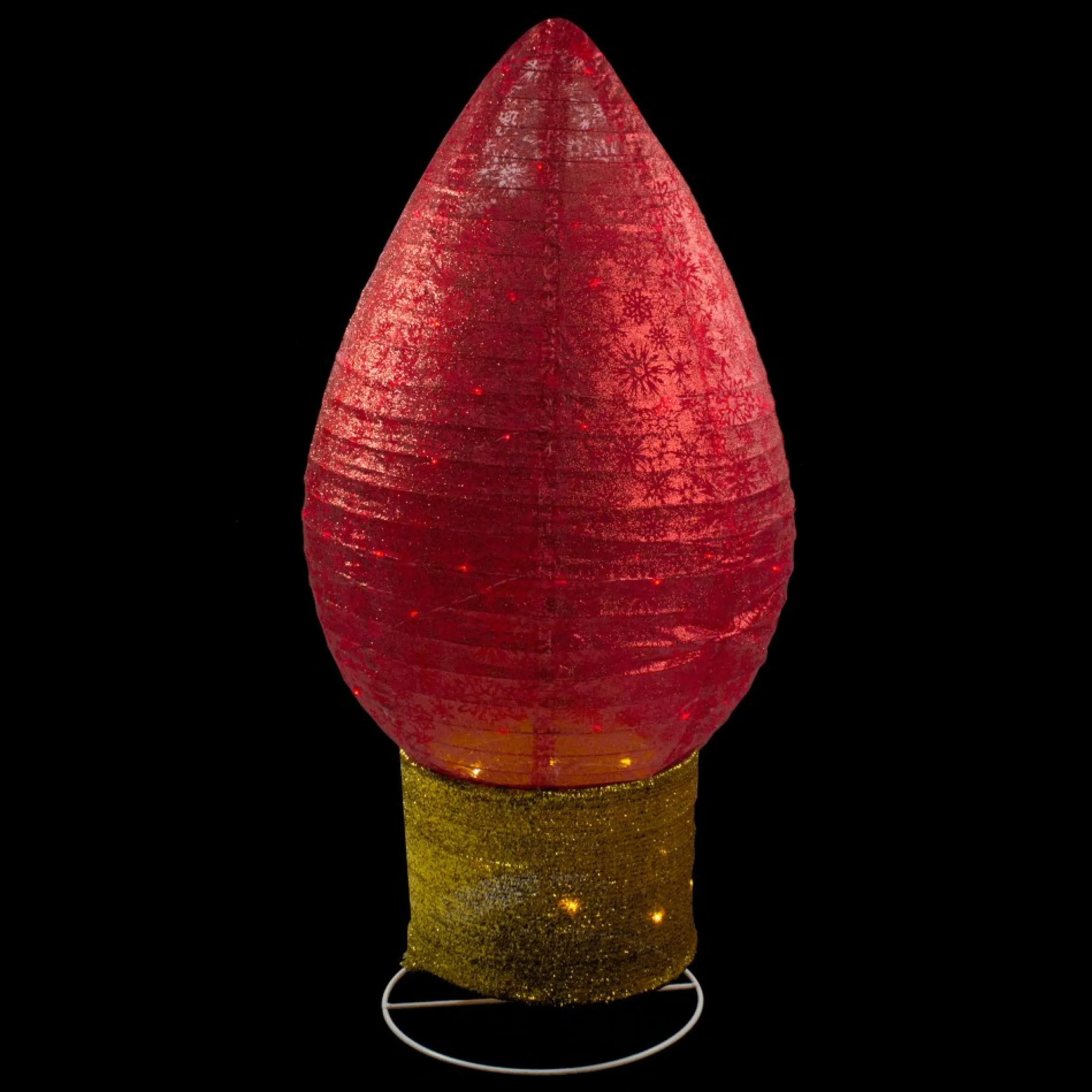 42" Red And Yellow Pre-Lit Led Twinkling Glitter Light Bulb Christmas Outdoor Decor