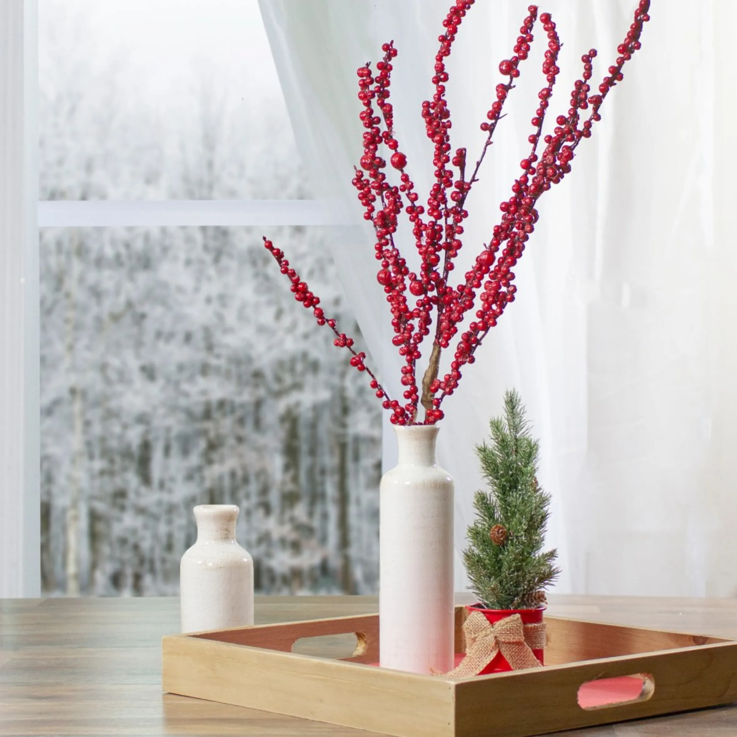 40" Red Berries Artificial Christmas Twig Spray
