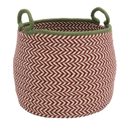 18" Red Braided Chevron Christmas Storage Basket