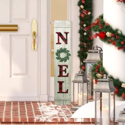 47.5" Red Buffalo Plaid Wooden Noel Christmas Wall Sign