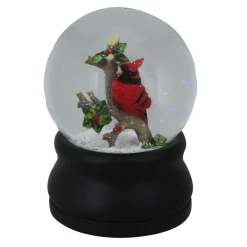 5.75" Red Cardinal On Branch Musical Christmas Snow Globe